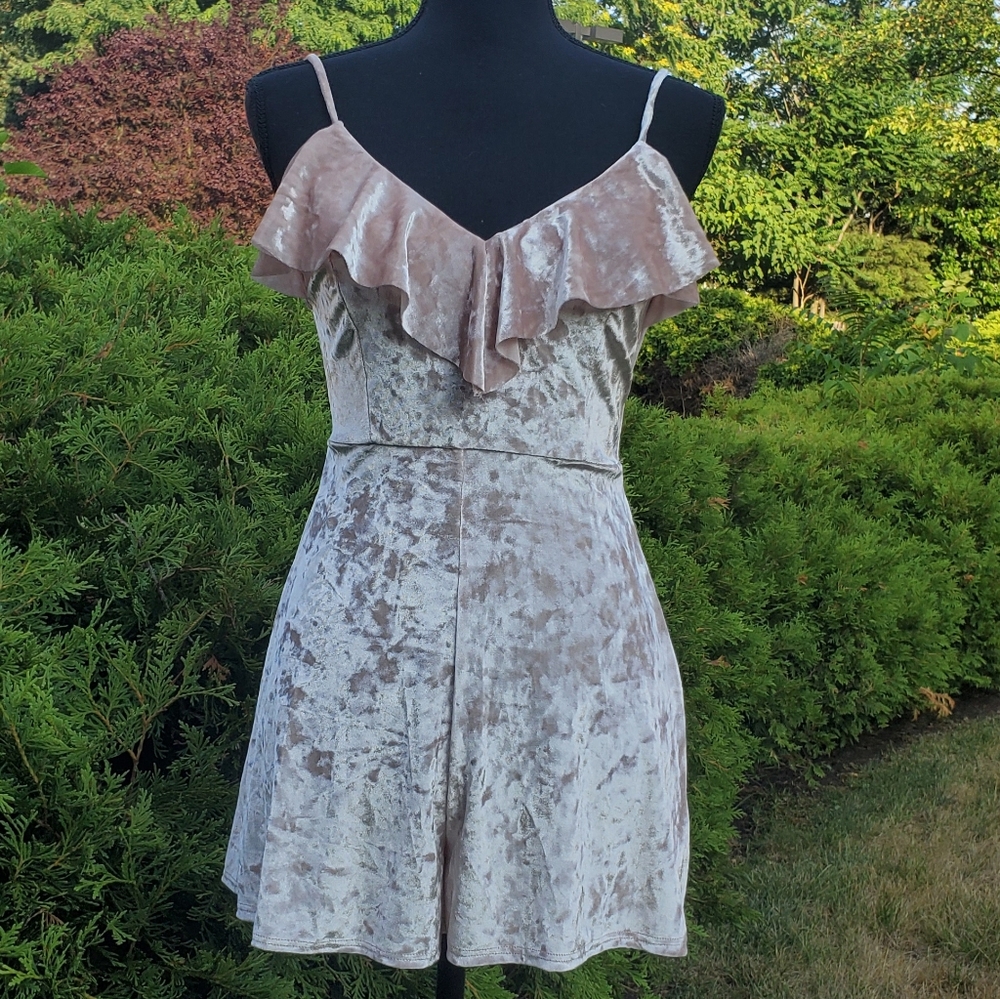 Urban Outfitters Creme Velvet Romper